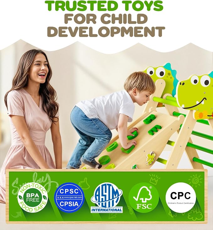 Pikler Triangle Set, 11-in-1 Montessori Climbing Toy for Toddlers, Foldable Wooden Indoor Jungle Gym & Playground Climber for Learning and Motor Skills (18 Months–7 Years)