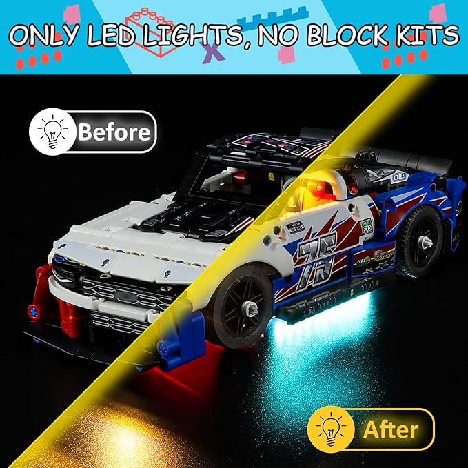 LED Light Kit for Lego 42153 Technic NASCAR Next Gen Chevrolet Camaro ZL1 Set, Compatible with Lego 42153 Building Blocks Model(Not Include Blocks Set)