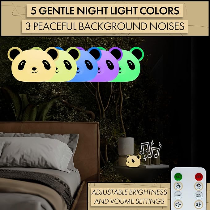 Presence The Meditating Panda, Guided Visual Meditation Tool for Practicing Mindfulness, 3 in 1 Breathing Light with Night Light and Noise Machine, 4-7-8 Breathing for Relaxation and Stress Relief
