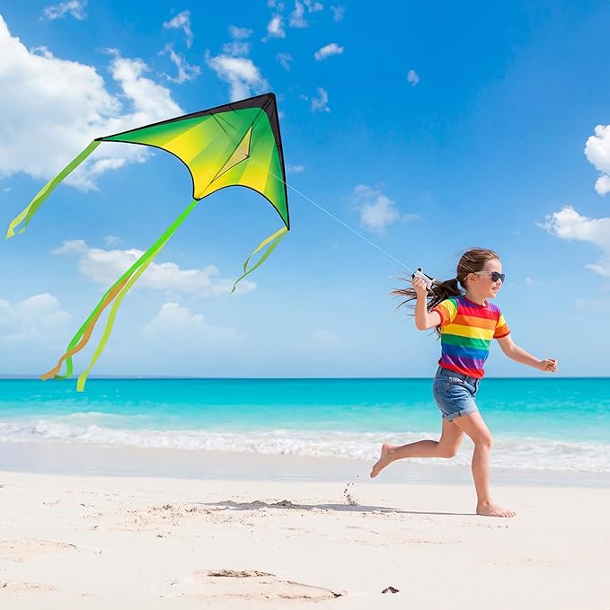 JOYIN 3 Packs Large Delta Kite Gradient Rainbow, Easy to Fly Huge for Kids and Adults, Large Delta Beach Kite for Outdoor Games and Activities