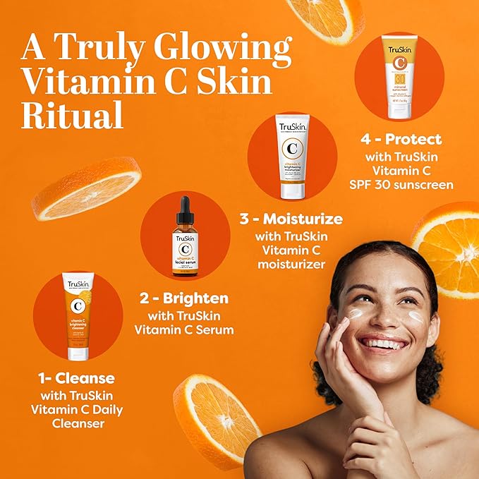TruSkin Vitamin C Face Cream – Brightening & Hydrating Daily Moisturizer with Vitamin E, B5, Jojoba Oil & Green Tea – Smooth, Radiant-Looking Skin, 2 Fl Oz