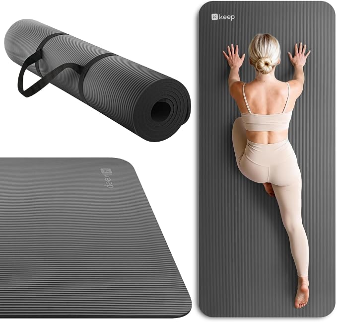 KEEP Extra Thick NBR Yoga Mat for Women & Men, 10mm Thick, 72”x32” Large Exercise Mat with Non-Slip Workout Mat for Yoga, Pilates, Stretching, Meditation – Wide & Cushioned Fitness Mat