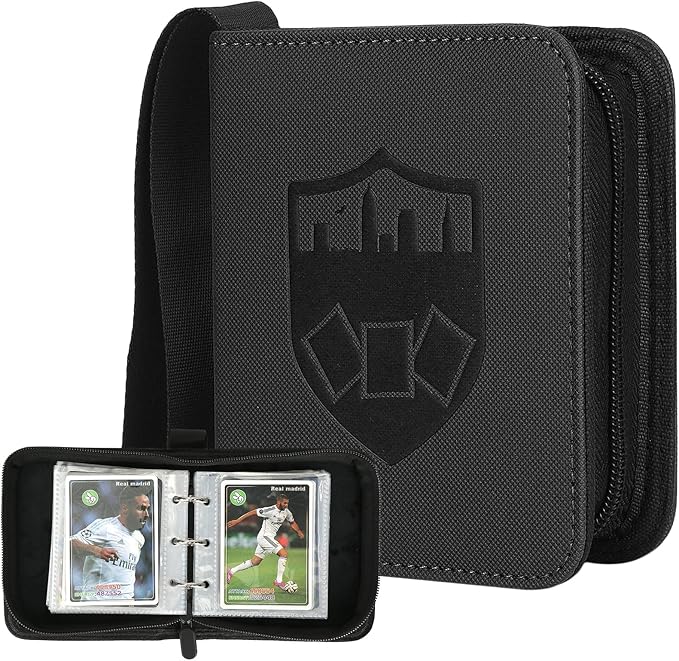 GERMUN Mini Card Binder 1 Pocket, 80 Pockets Trading Card Binder, Premium Small 2 Pocket Trading Card Collection Album Folder with 40 Sleeves Double Sided - Gifts for Kids (Black）