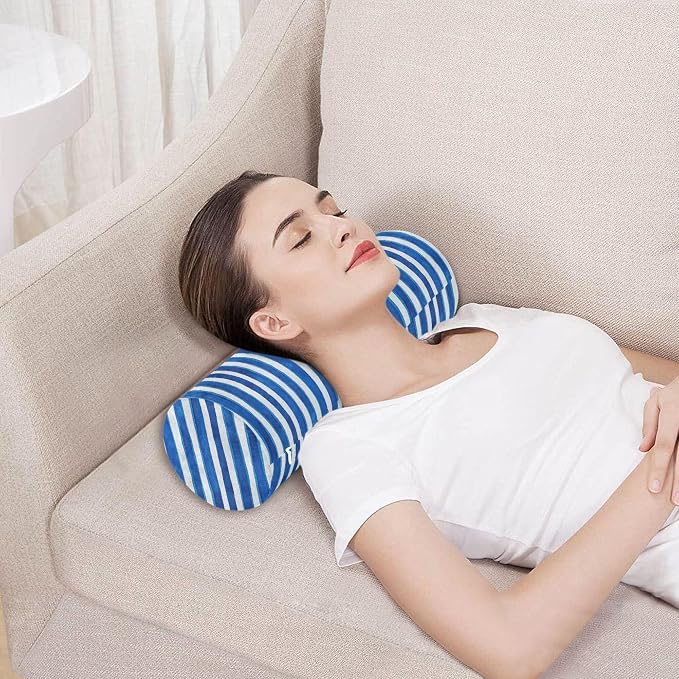 Bolster Pillow Yoga Bedding Essentials Round Neck Roll Pillow Round Pillow Forms Cylinder Pillows Couch Neckroll Pillows for Bed Deepskyblue Stripe