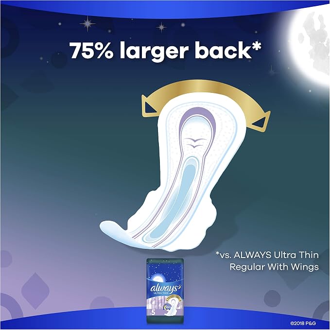 Always Pads Size 5 Ultra Thin 12 Count Xtra-Heavy Overnight
