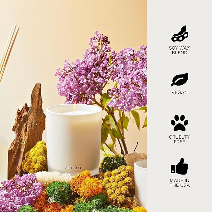 Apotheke Signature Scented Candles for Home, White Vetiver - 10.5 oz - Soy Wax, Non Toxic, Large Jar White - Luxury Candle Gifts for Women & Men - Sandalwood, Eucalyptus, and Vetiver