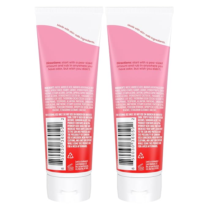 Lume Whole Body Deodorant - Invisible Cream Tube - 72 Hour Odor Control - Aluminum Free, Baking Soda Free, Skin Safe - 3.0 ounce (Pack of 2) (Peony Rose)