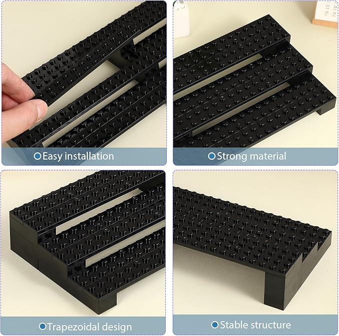 Minifigures Display Stand, for Lego Minifigure Display Case 3-Tier Mini Figure Shelves Compatible Action Figures Legos Lovers Gift, Black