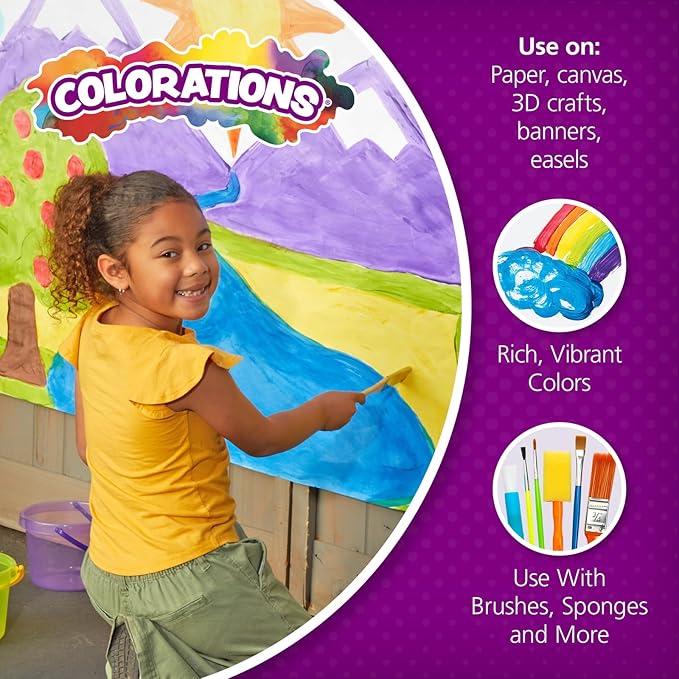 Colorations Paraben-Free Washable Tempera Paint for Kids - 1 Gallon Value Size, Vibrant Blue. Non-Toxic and Made in the USA, Classroom Must Haves, Bulk Arts and Crafts Supplies