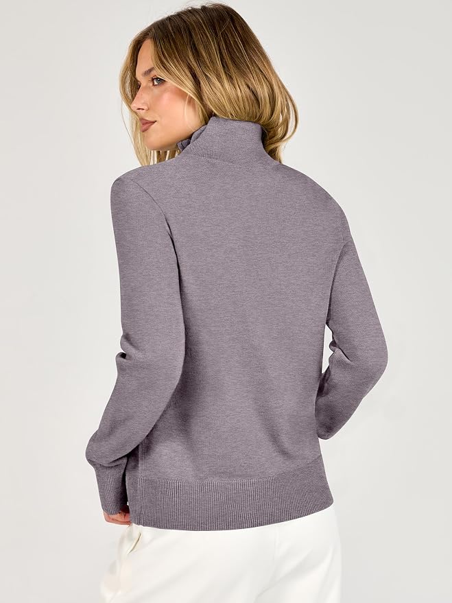 ANRABESS Women Quarter Zip Long Sleeve Fall Pullover Sweater | Soft Knit Fabric Medium Stretch, Business Casual Work Office, Travel Vacation, 2026 Trendy Fashion, Winter Cozy Outfits