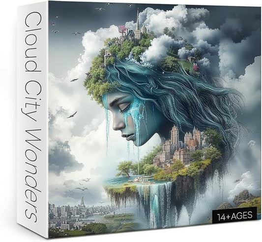 Magic Landscape Women Puzzles for Adults 1000 Pieces Nature, Cloud City Wonders Scenic Art Jigsaw Puzzles, Fantasy Scenery Aesthetic Impossible Hard Difficult Challenging Puzzle