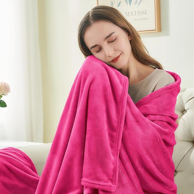 BEDELITE Fleece Blanket Soft Plush King Size Bed Blanket Hot Pink 108"x90" | Ultra Soft Fleece, Plush Microfiber, Lightweight Warmth, All Season Comfort, Fade Resistant, Machine Washable
