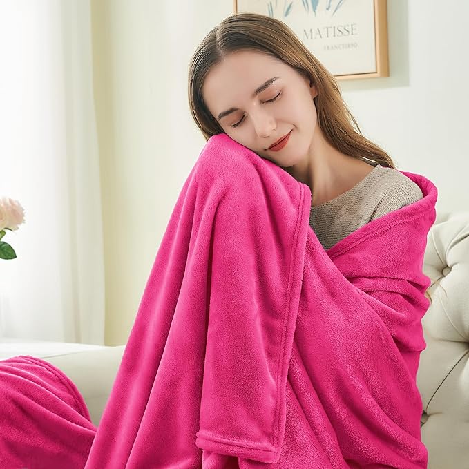 BEDELITE Fleece Blanket Soft Plush Throw for Couch Hot Pink 50"x60" | Ultra Soft Fleece, Plush Microfiber, Lightweight Warmth, All Season Comfort, Fade Resistant, Machine Washable, Couch Sofa Bed