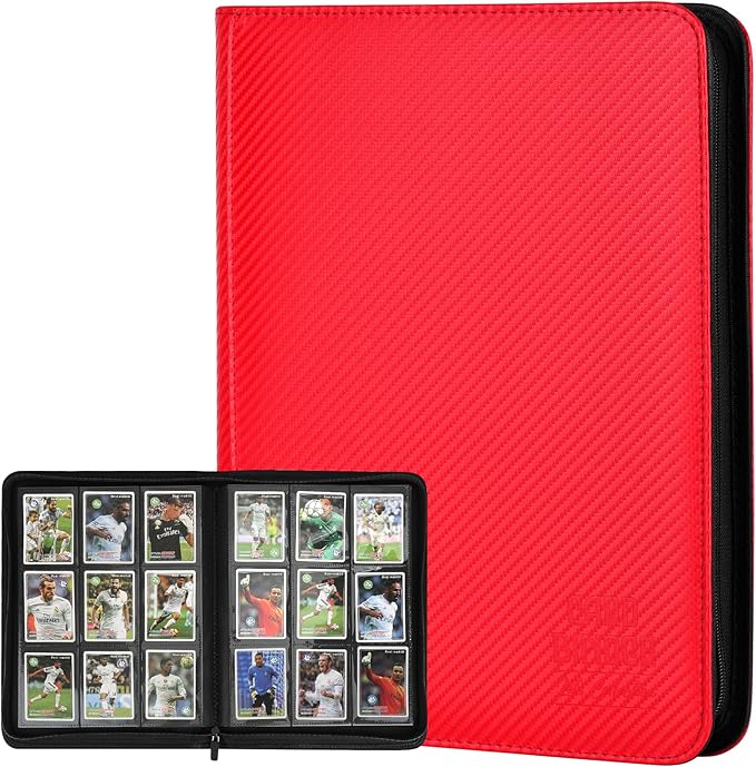 Trading Card Binder, Premium 9 Pocket Double Sided 540 Pocket PU Card Collection Binder, Collectible Trading Card Albums for MTG, TCG, Sport Card, Game Cards (Red 1)