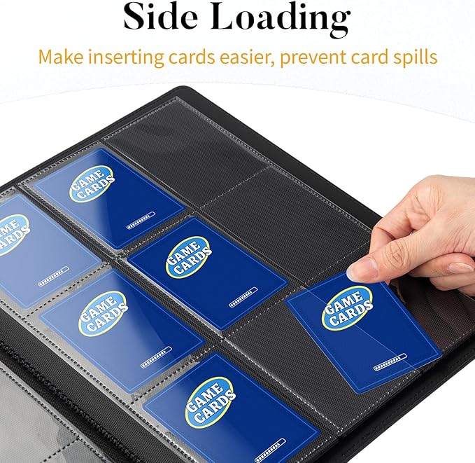 Premium 9 Pocket Trading Card Binder Holds 360 Cards, Side-Loading Card Album, Sturdy TCG, MTG, Yugioh & Sport Card Collection Folder - Yellow