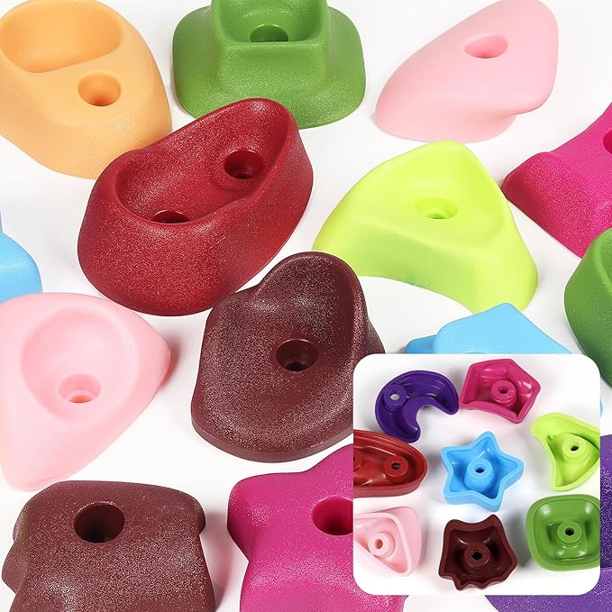 TOPNEW 18PCS Rock Climbing Holds for Kids, Rock Wall Climbing Holds with Hardware - Climbing Rocks for Indoor Outdoor Playground Climbing Wall