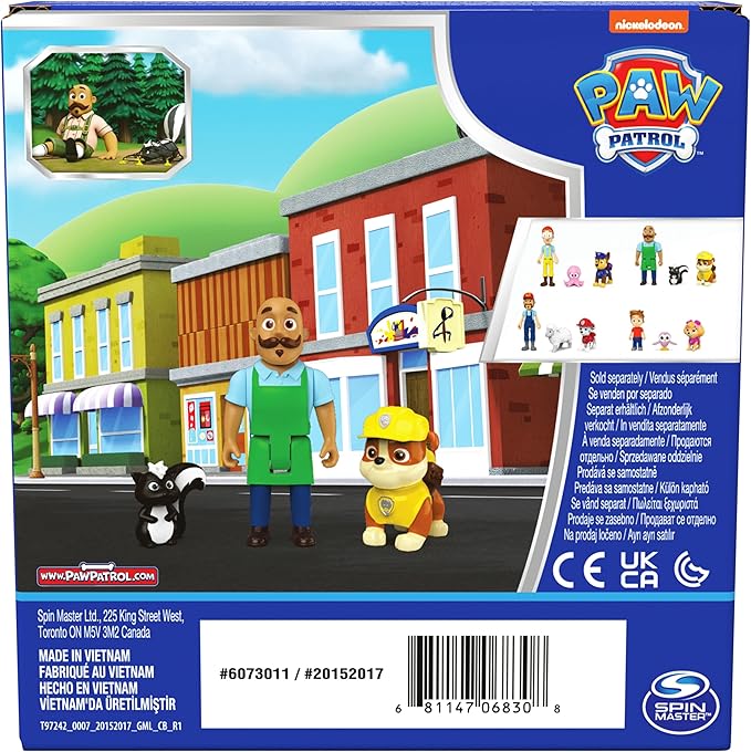 Paw Patrol Rubble & Mr. Porter Figure Pack with Skunk Toy Figure, Kids Toys for Boys & Girls Ages 3 and Up