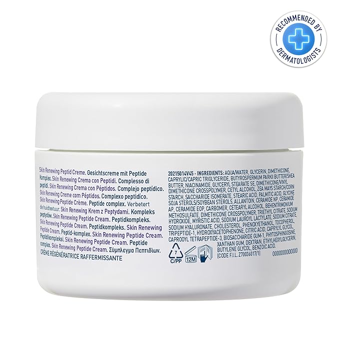 CeraVe Skin Renewing Night Cream, Niacinamide, Peptide Complex, and Hyaluronic Acid Moisturizer for Face, 1.7 Ounce, Packaging may Vary