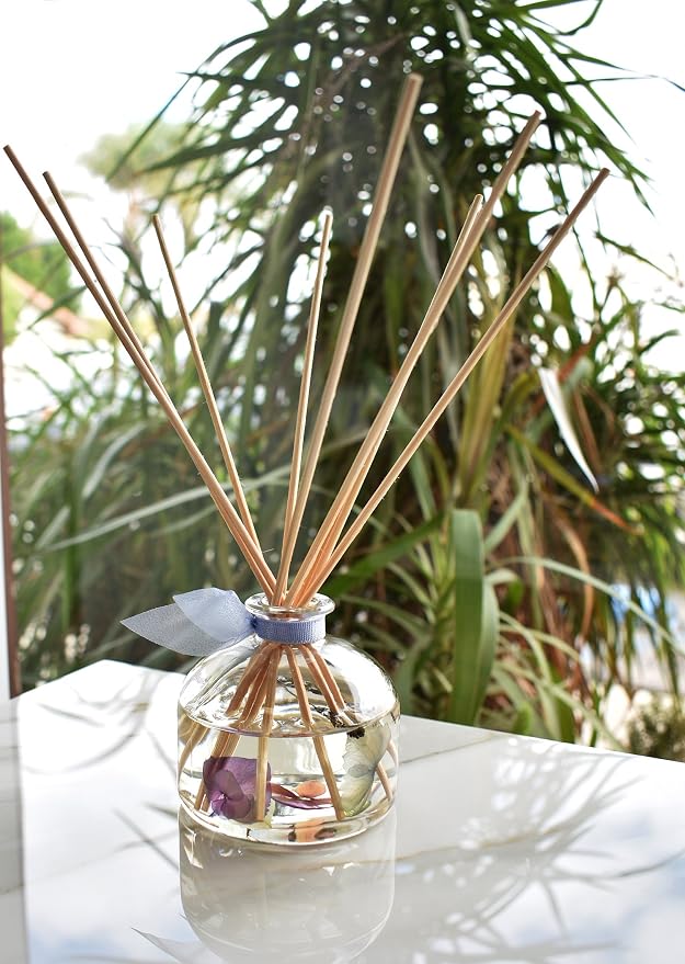 Reed Diffuser Set, Calm Spanish Blue Lavender Scented Oil Diffuser with Sticks, Home Fragrance Accessories for Bathroom Shelf Decor, Aroma Diffusers for Home or Office Desk, USA Made
