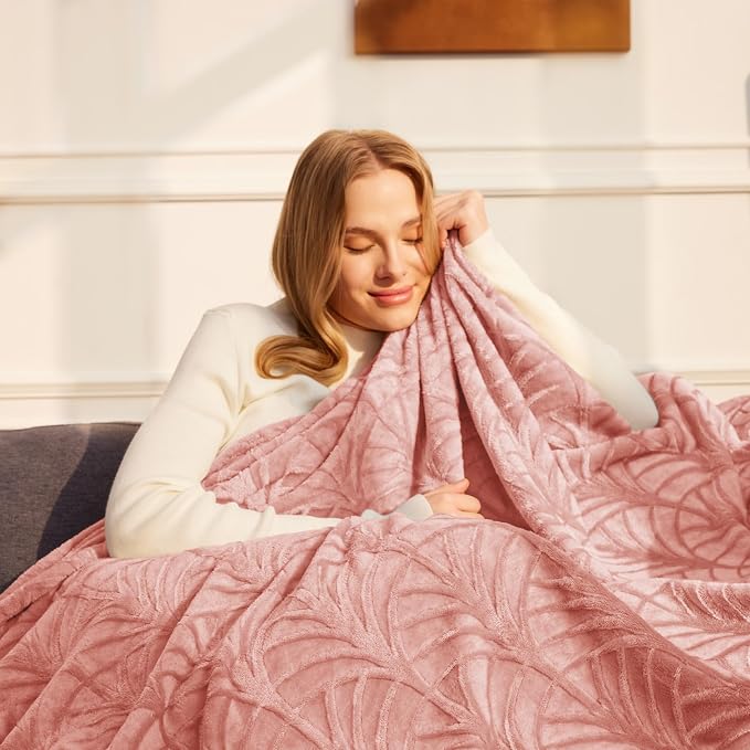 Whale Flotilla Soft Flannel Fleece Bed Blanket Queen Size, Pink | Cozy Lightweight Breathable Coverlet, Plush Fluffy Bedspread, Vintage Pattern Decorative Blanket for Bed, All Season, 90"x90"