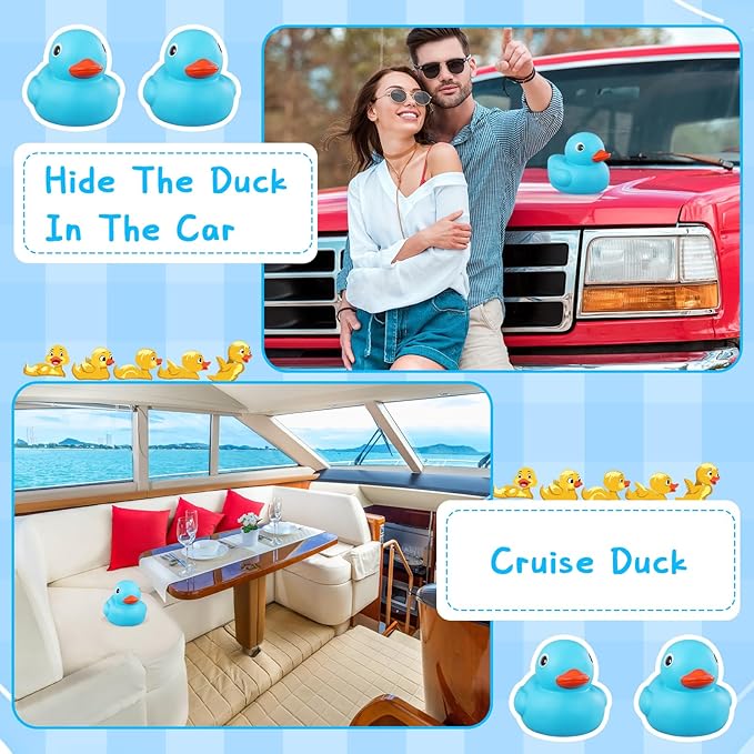 Honoson 6.89 Inch Giant Rubber Duck Big Rubber Duck Large Duckling Bath Toy with Squeaky Sound for Summer Baby Shower Birthday Party Favor Gift(Blue)