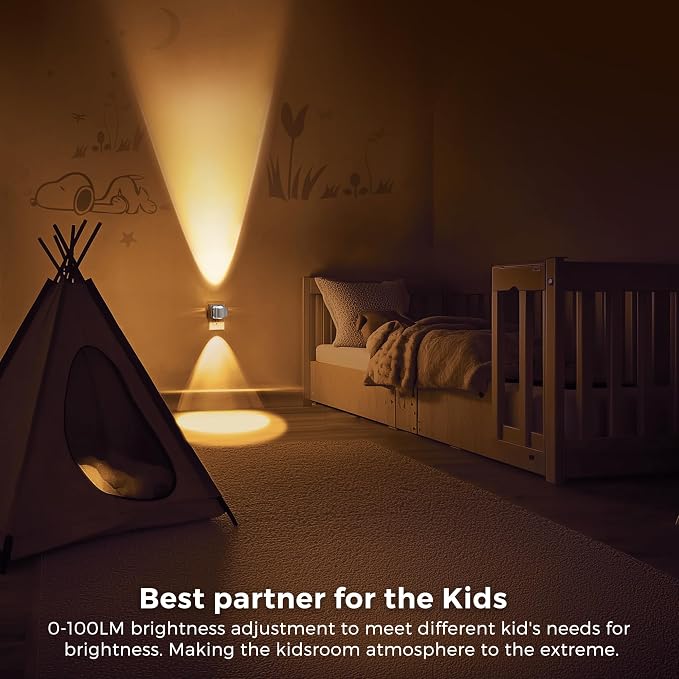 L LOHAS LED Night Light Projector, Night Lights Plug into Wall Light Sensor | Dusk to Dawn Sensor, Silver Swivel Nightlight for Kids, Soft White Ambient Lighting for Bathroom, Gaming Room,2 Pack