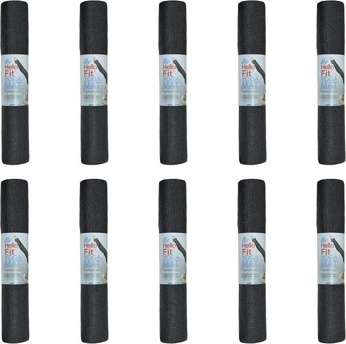 10-Pack Yoga Mat, 68" x 24" Non Slip Exercise Mat, 4mm Thick Gym Mat for Fitness and Stretching, Bulk Non Toxic Yoga Mats for Schools and Studios