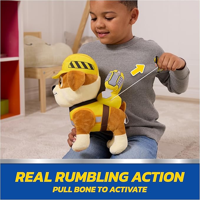 Rubble and Crew Rumbling Rubble Plush Toy, Interactive Sensory Toy, Dog Stuffed Animal, Kids Toys for Boys & Girls Ages 3 and Up, 12”