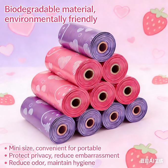 150 Count Sanitary Napkin Disposal Bags - Scented & Leak-Proof Feminine Hygiene Bags for Tampons, Pads, Liners - Discreet, Portable, Odor-Reducing Travel Waste Bags for Women