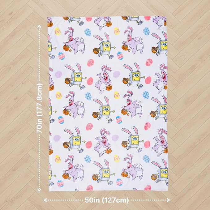 Spongebob Squarepants Fluffy Throw 50 in x 70 in – Soft Plush Lightweight Blanket for Couch, Bed & Travel (100% Officially Licensed Product) by Franco Collectibles