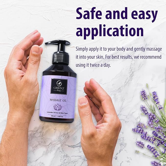 Lavender Massage Oil for Massage Therapy - Aromatherapy Scented Massage Oil for Couples- Soothing, Calming & Aromatic Body Oil - Non-Greasy & Lightweight - 250 ml