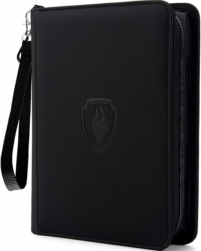 Fabmaker Premium 4 Pocket Zip Card Binder, Trading Card Binder for 320 Cards, Portable PU Card Collection Binder, Collector Card Album Folder for Game & Sports Cards (Black)