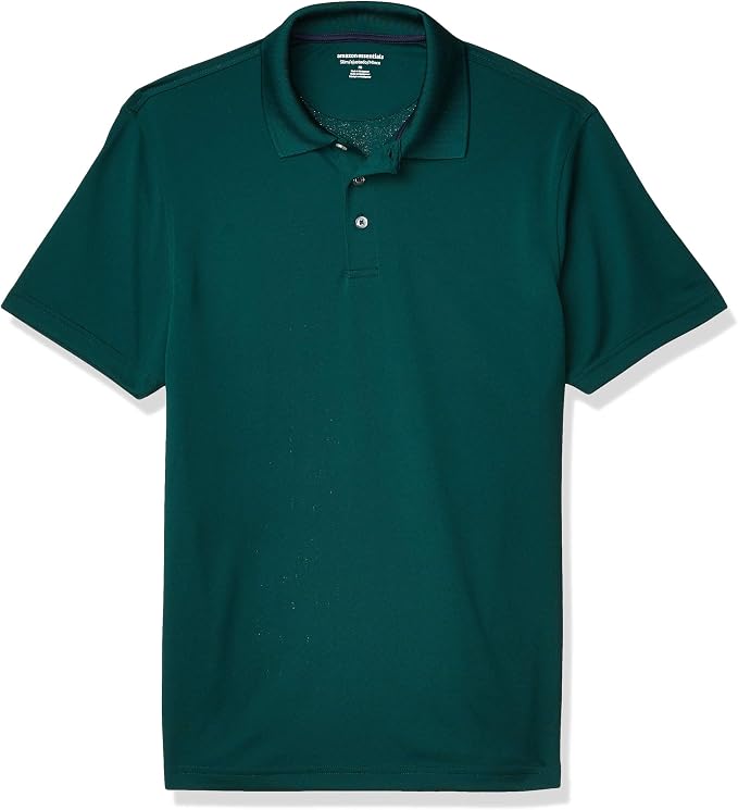 Amazon Essentials Men's Moisture Wicking Golf Polo Shirt, Short Sleeve, Slim-Fit, Quick-Dry, Active Wear