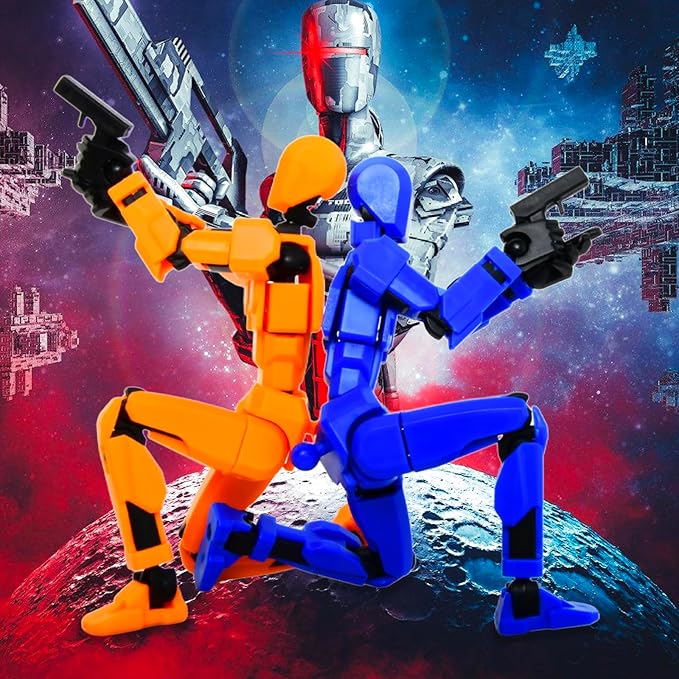 T-13 Creative Action Figure with Pose Stand,Anime Robot Building Toy Sets,Lucky Puppet Joints for Boys,Girls,Men,Women,Multi-Jointed Moveable Dummy Desk Decoration,Desktop Ornament for Game Lover,Blue