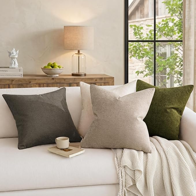 a moment Pack of 2 Decorative Chenille Throw Pillow Covers with Twill Cushion Covers for Sofa Living Room Couch Bed 20x20 Inch Dark Gray