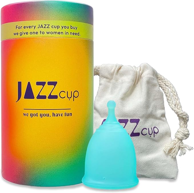JAZZ Cup Soft Menstrual Cups – with Travel-Cotton Pouch – Reusable, 12-Hour Protection, 100% Medical-Grade Silicone – Period Cup - Tampons & Pad Alternative for Feminine Care (Small)