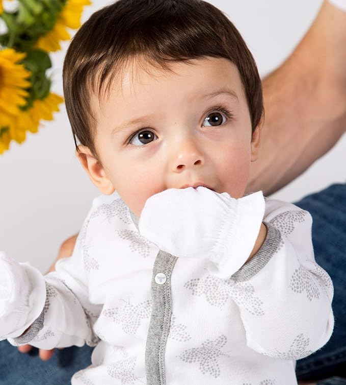 Burts Bees Baby Unisex Baby Mittens, 100% Organic Cotton, 3-Pack Solid Color Infant Scratch Protection Mitts