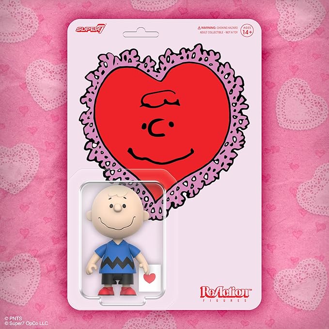 Super7 Peanuts Charlie Brown Valentine Delivery Reaction Figure - 3.75" Peanuts Action Figure with Accessory Classic Cartoon Collectibles and Retro Toys