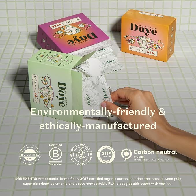 Daye Organic Hemp Fiber Menstrual Pads (Regular 48)