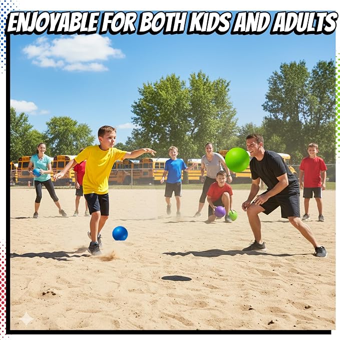 Playbolt 7-inch Dodgeballs For Kids & Adults (6 Pack) - Rubber Kickball Playground Four Square Balls With Pump - Colorful Indoor Or Outdoor Play Sports Balls For School PE Class, Recess, Backyard Game