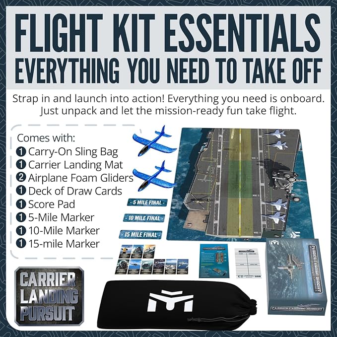 Carrier Landing Pursuit - Indoor Outdoor Toys Toss Game with Foam Gliders, Aircraft Carrier Landing Challenge, Draw For ATC Clearance - Throw Airplane Glider - Hit Your Mark To Win The Game