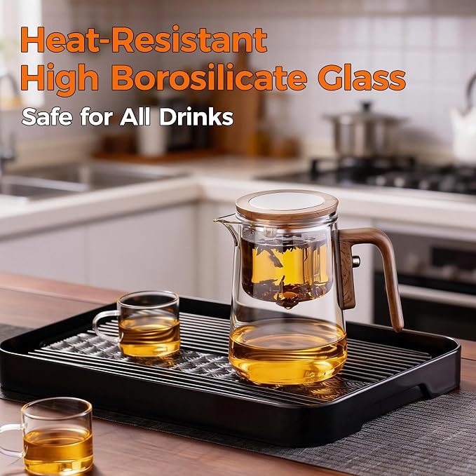 Enchanted Tea Pot, Magic Tea Pot for Loose Leaf Tea Steeper, Heat Resistant Borosilicate Glass Teapot with Tea Infuser, Ideal Gift for Tea Lovers - 27 oz (800 ml)