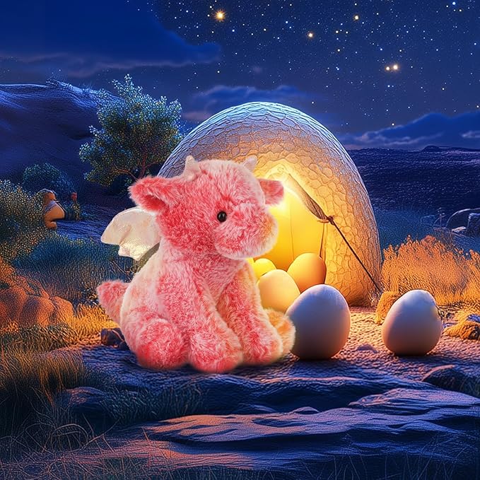Apricot Lamb Toys Plush Red Plush Dragon Dinosaur Stuffed Animal Soft Cuddly Perfect for Child 8 Inches