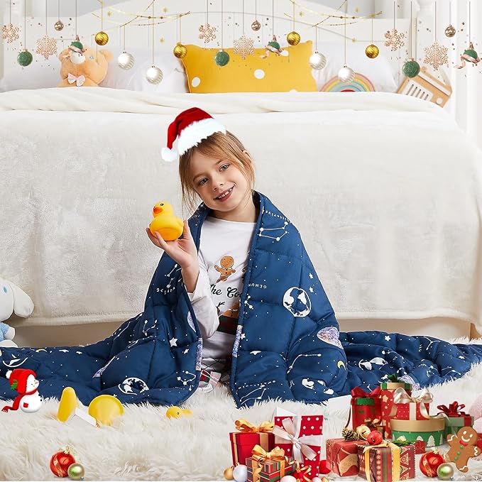 Weighted Blanket - 5 lbs Navy Starry Sky Heavy Blanket - Small Size Breathable Lap Blanket(36"x48", 5 lbs)