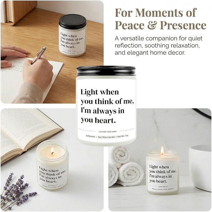 Sympathy Gifts for Loss of Loved One, Memorial Gifts for Mom Dad Grandpa Grandma -7oz Lavender Scented Soy Wax Candle, Bereavement, Grief, Think of You, Miscarriage, Get Well Candle for Women Men