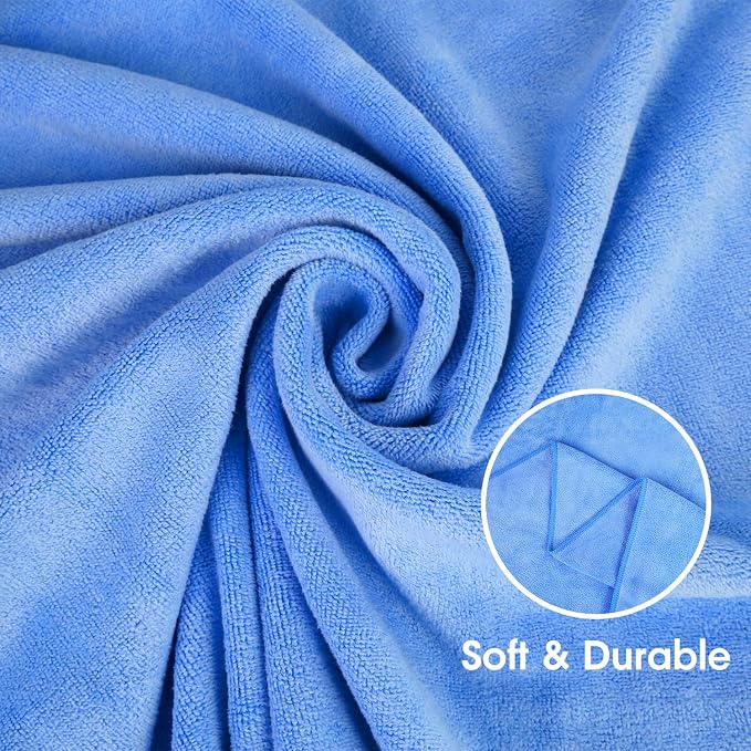 JML Microfiber Towels, Bath Towel Set (6 Pack, 27" x 55") - Extra Large, Soft, Absorbent, Fast Drying Bathroom Towel for Shower, Swimming, Fitness, Sport, Yoga, Peach/Grey/Blue