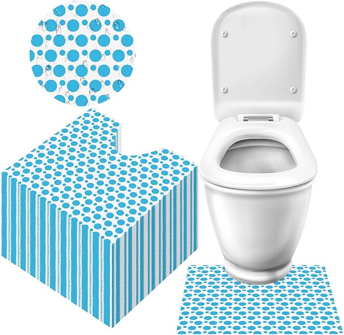 Drydiet 100 Pcs Disposable Toilet Mats Absorbent Toilet Floor Protector from Urine U Shaped Bathroom Floor Pads Protector Commode Mats for Urine for Home Bathroom 23.6 x 23.6inch