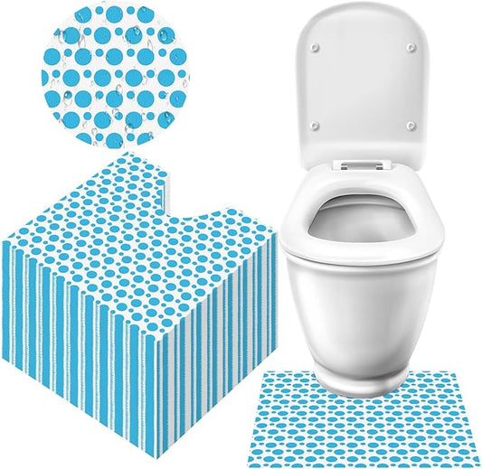 Drydiet 100 Pcs Disposable Toilet Mats Absorbent Toilet Floor Protector from Urine U Shaped Bathroom Floor Pads Protector Commode Mats for Urine for Home Bathroom 23.6 x 23.6inch