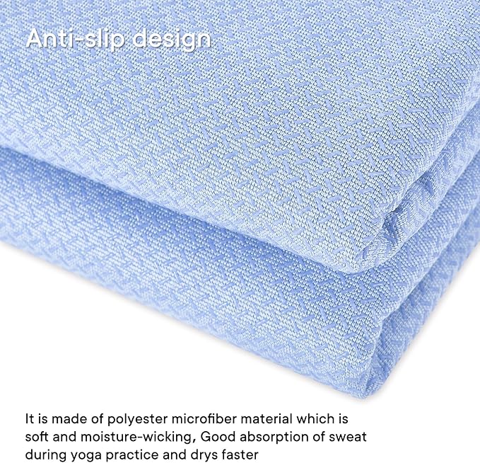 Hot Yoga Towel with Grip Dot, Non Slip Sweat Absorbent Microfiber Yoga Mat Towels for Hot Yoga, Pilates, Fitness and Workout 72inch x 24inch