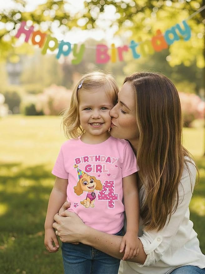 Skye Paw Patrol 4th Birthday Girl Shirt for 4 Year Old Girls - Pup-Themed Party Toddler T-Shirt
